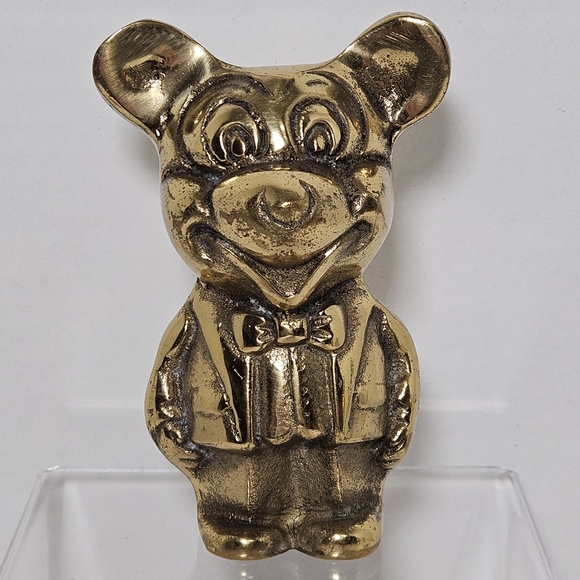 Vintage Disney Mickey Mouse Brass Figure Collectible 1960’s w/ Natural Patina - Picture 2 of 10